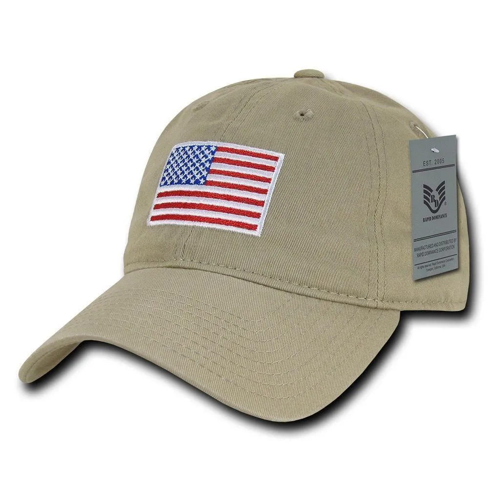 Patriotic USA American Flag Embroidered Relaxed Polo Baseball Dad Caps Hats