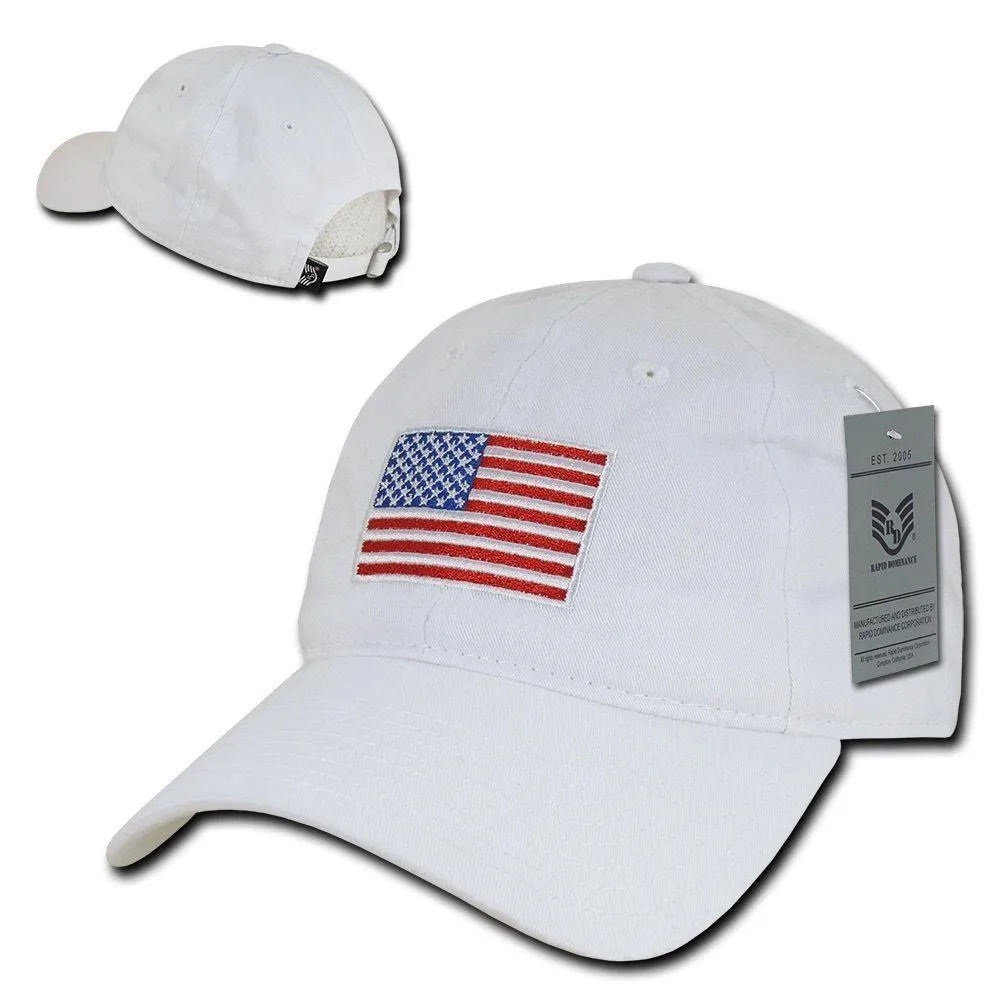 Patriotic USA American Flag Embroidered Relaxed Polo Baseball Dad Caps Hats