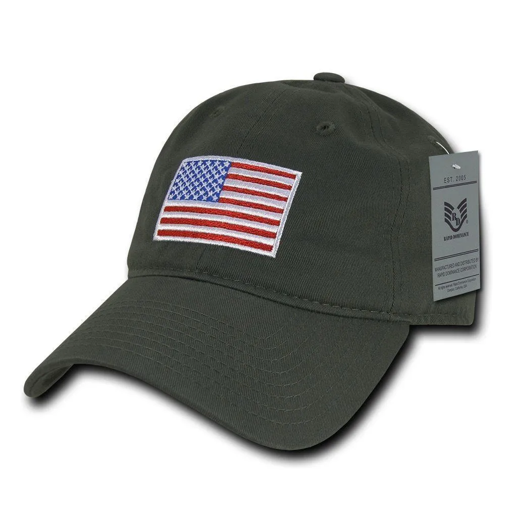 Patriotic USA American Flag Embroidered Relaxed Polo Baseball Dad Caps Hats