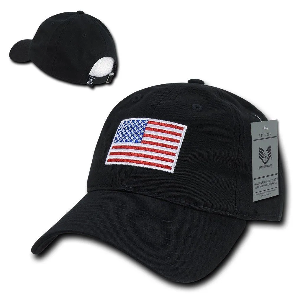 Patriotic USA American Flag Embroidered Relaxed Polo Baseball Dad Caps Hats