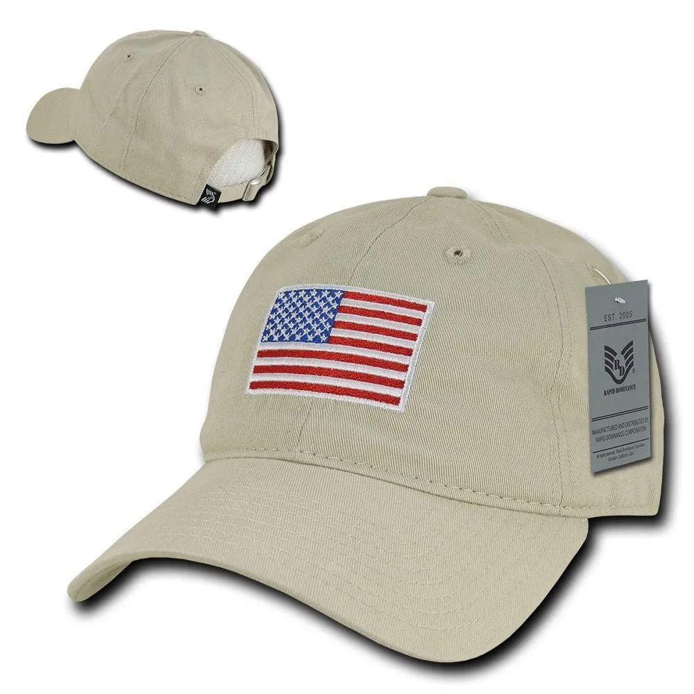 Patriotic USA American Flag Embroidered Relaxed Polo Baseball Dad Caps Hats