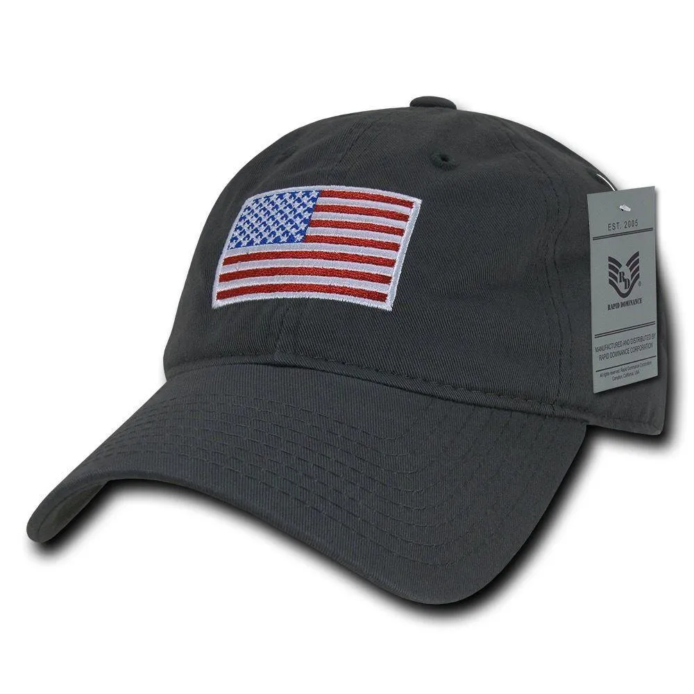 Patriotic USA American Flag Embroidered Relaxed Polo Baseball Dad Caps Hats