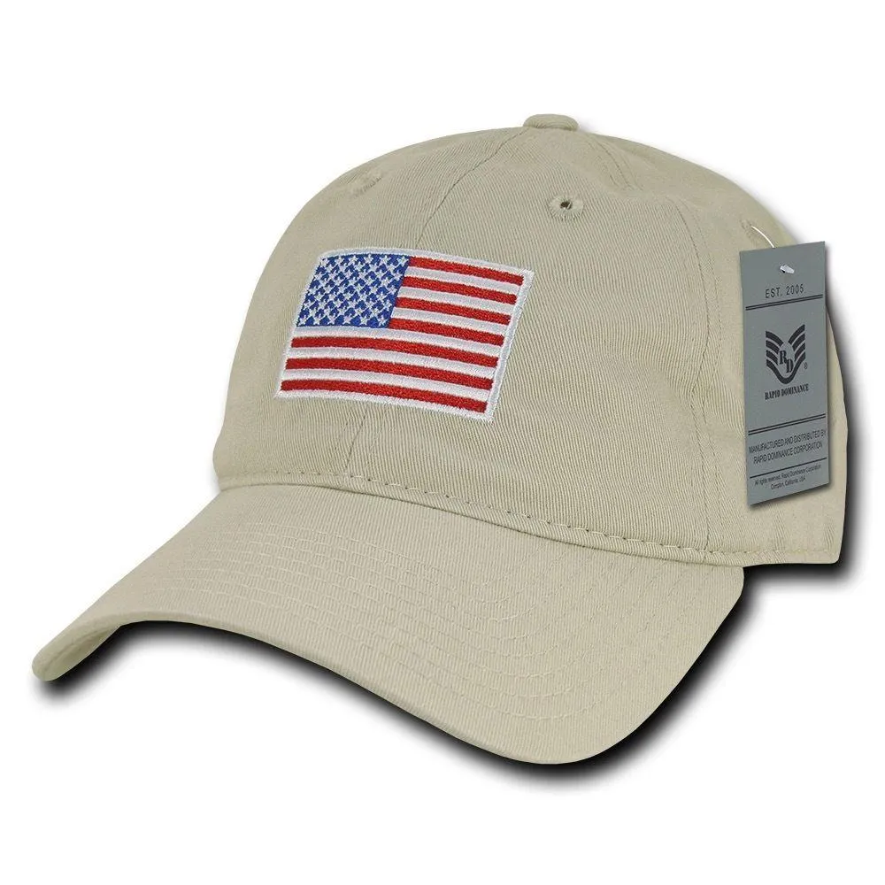 Patriotic USA American Flag Embroidered Relaxed Polo Baseball Dad Caps Hats