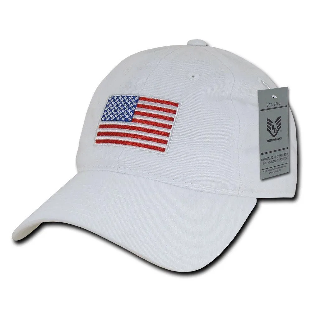 Patriotic USA American Flag Embroidered Relaxed Polo Baseball Dad Caps Hats