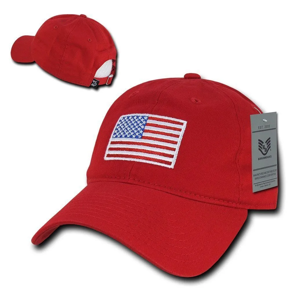 Patriotic USA American Flag Embroidered Relaxed Polo Baseball Dad Caps Hats