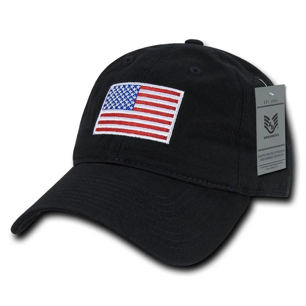Patriotic USA American Flag Embroidered Relaxed Polo Baseball Dad Caps Hats