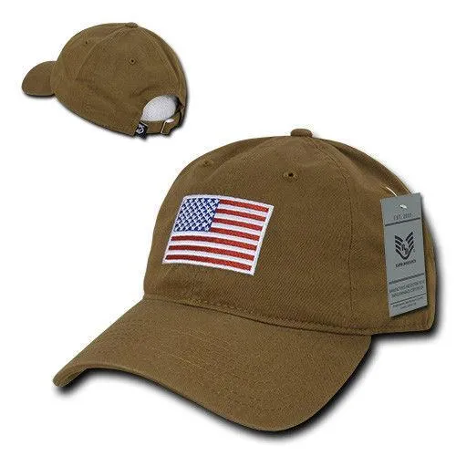 Patriotic USA American Flag Embroidered Relaxed Polo Baseball Dad Caps Hats