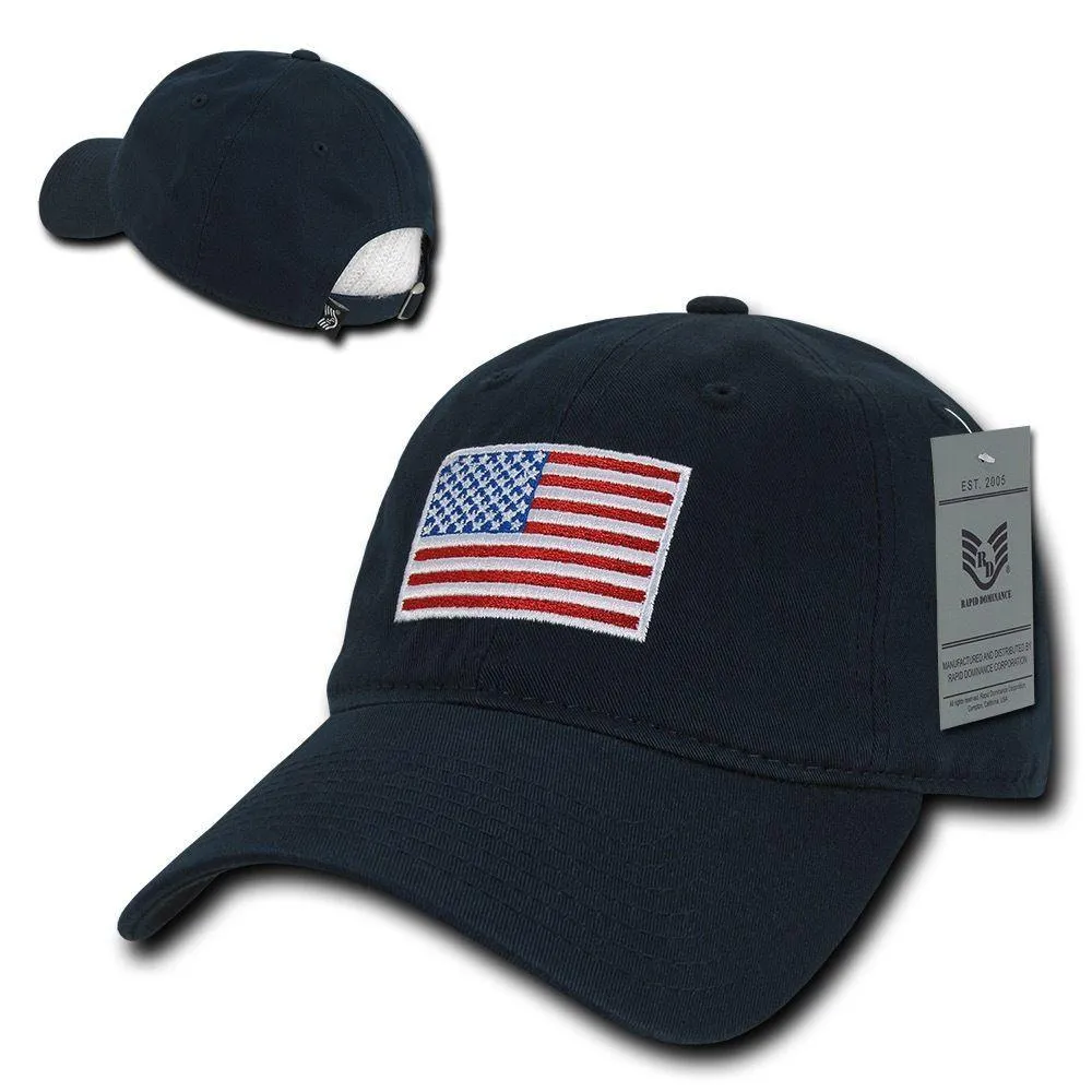 Patriotic USA American Flag Embroidered Relaxed Polo Baseball Dad Caps Hats
