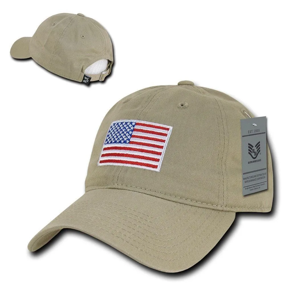 Patriotic USA American Flag Embroidered Relaxed Polo Baseball Dad Caps Hats