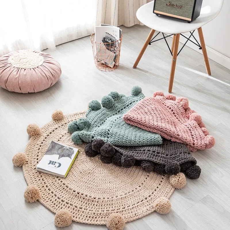 Pompom Hand Knitted Carpet