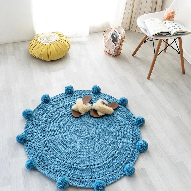 Pompom Hand Knitted Carpet