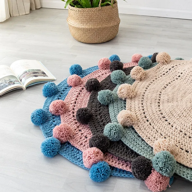 Pompom Hand Knitted Carpet