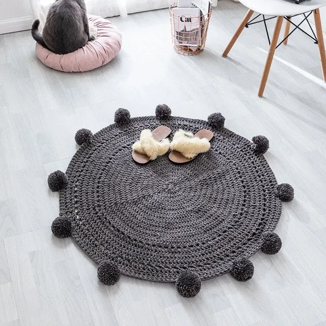 Pompom Hand Knitted Carpet