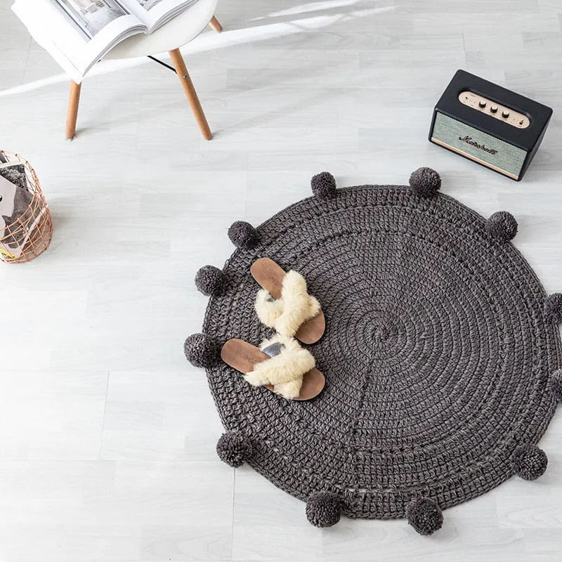 Pompom Hand Knitted Carpet