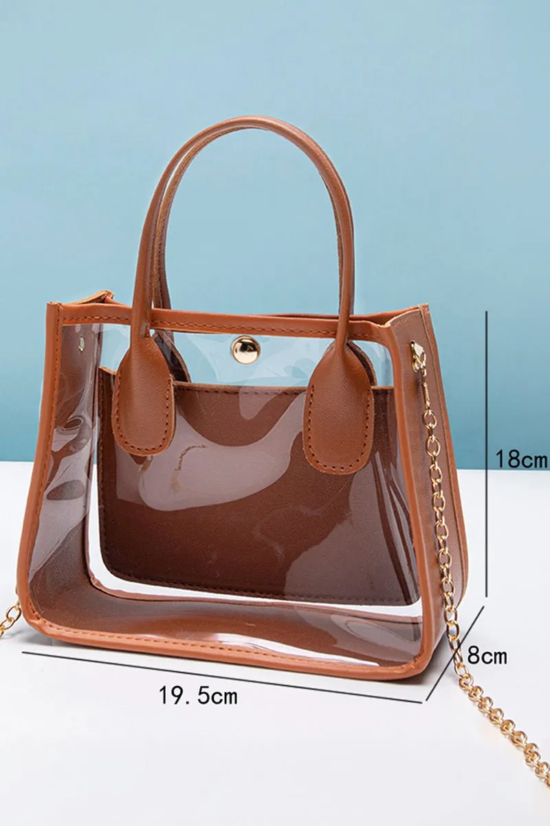 PREORDER! ETA 3/01 Becca Chestnut Trim Clear Bag **SHIPPING EXPECTED TO BEGIN ON DATE 3/01**