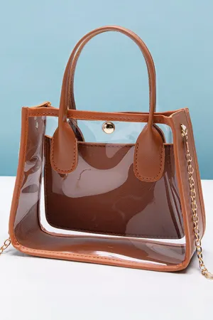 PREORDER! ETA 3/01 Becca Chestnut Trim Clear Bag **SHIPPING EXPECTED TO BEGIN ON DATE 3/01**