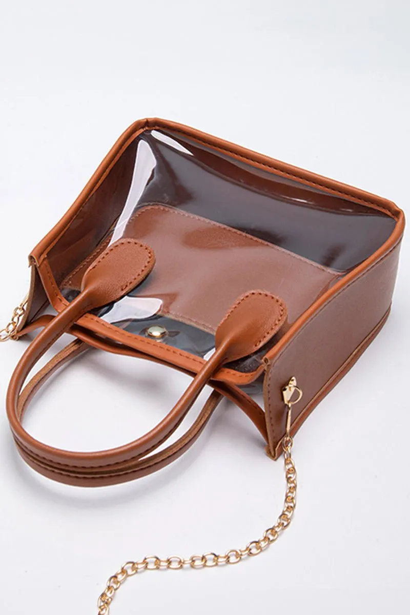 PREORDER! ETA 3/01 Becca Chestnut Trim Clear Bag **SHIPPING EXPECTED TO BEGIN ON DATE 3/01**