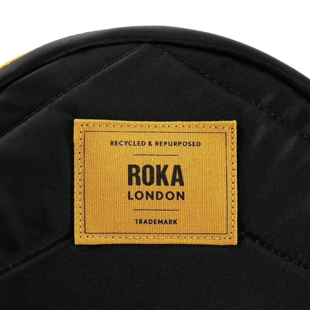 Roka Paddington B Small All Black Recycled Nylon Crossbody Bag - Black/Corn Yellow