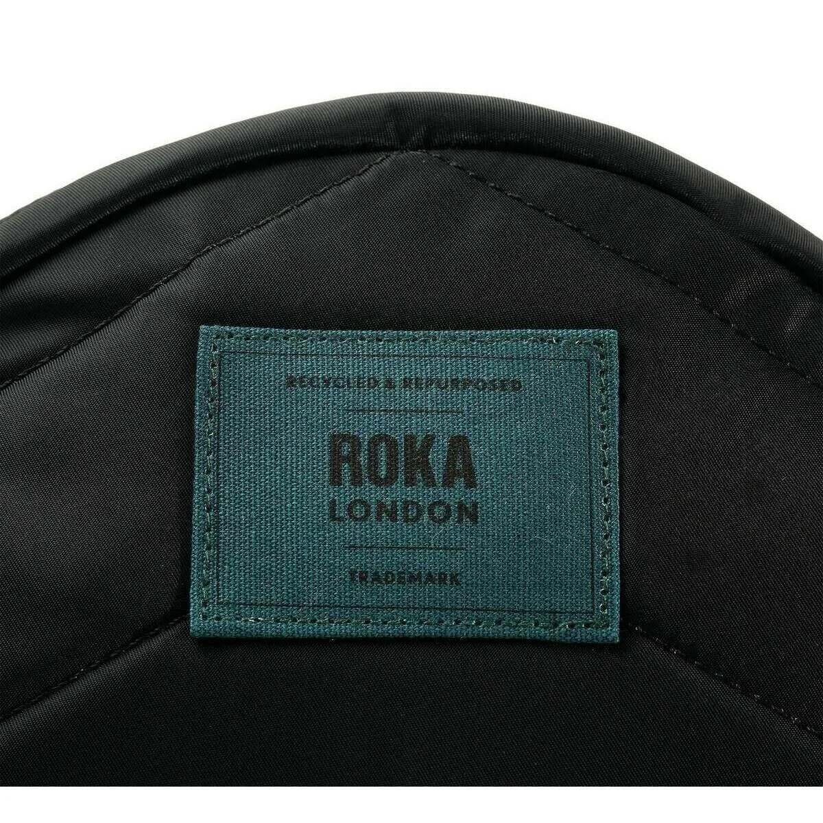 Roka Paddington B Small All Black Recycled Nylon Crossbody Bag - Black/Teal