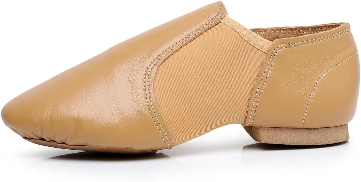 Rosefinch Women's Stretch Jazz Dance Shoes Brown Tan Black Antiskid Sole Jazz Shoes