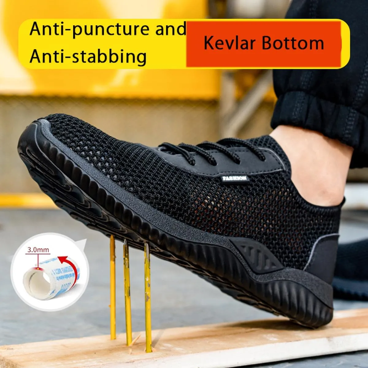 Safety Shoes Men Women Steel Toe Cap Work Shoes Lightweight Breathable Industrial Non Slip Shoes Black