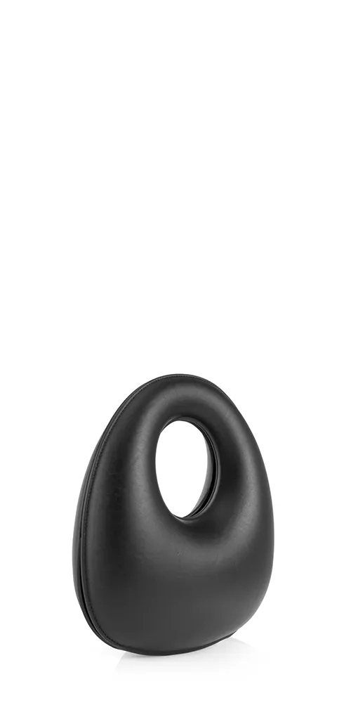 Shell Clutch Black Leather