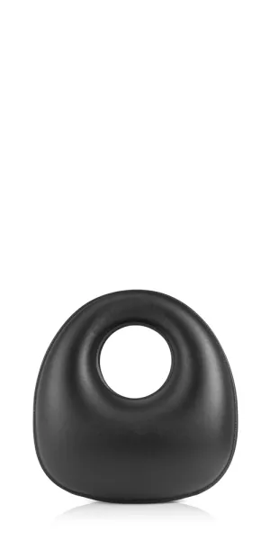 Shell Clutch Black Leather
