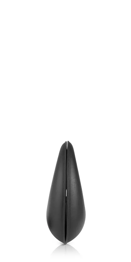 Shell Clutch Black Leather