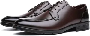 Single Season Formal Oxford Shoes for Men Lace Up Apron Toe Black Burnished Toe Vegan Leather Rubber Sole Slip Resistant Low Top Party Very Popular Among Young People
