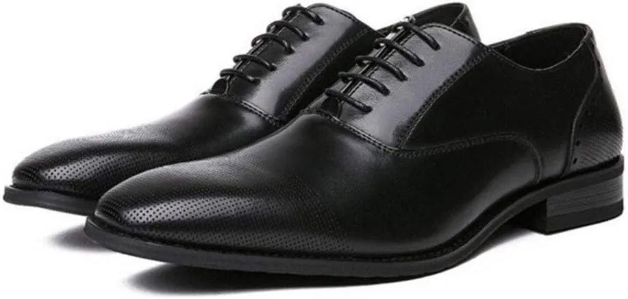 Single Season Formal Shoes for Men Lace Up Cap Toe Vegan Leather Anti-Slip Low Top Block Heel Rubber Sole Slip Resistant Party Very Popular Among Young People
