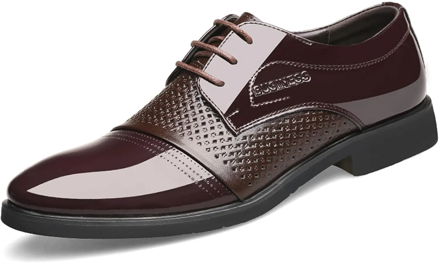 Single Season Oxford Formal Shoes for Men Lace Up Round Toe Derby Shoes Crocodile Print Vegan Leather Block Heel Rubber Sole Slip Resistant Anti-Slip Prom Very Popular Among Young People