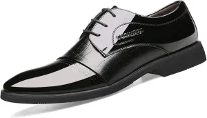 Single Season Oxford Formal Shoes for Men Lace Up Round Toe Derby Shoes Crocodile Print Vegan Leather Block Heel Rubber Sole Slip Resistant Anti-Slip Prom Very Popular Among Young People
