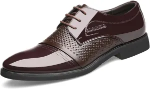 Single Season Oxford Formal Shoes for Men Lace Up Round Toe Derby Shoes Crocodile Print Vegan Leather Block Heel Rubber Sole Slip Resistant Anti-Slip Prom Very Popular Among Young People