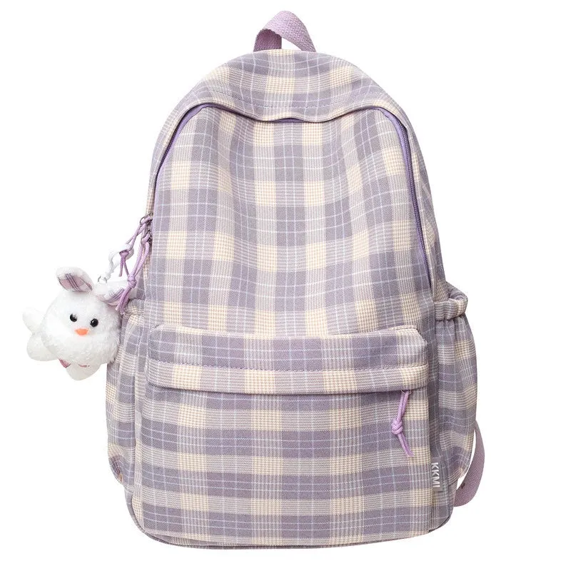 Sohiwoo Fashion New Lady Lattice Travel School Bag Female Plaid Cute College Backpack Trendy Women Bag Girl Cool Kawaii Laptop Backpack