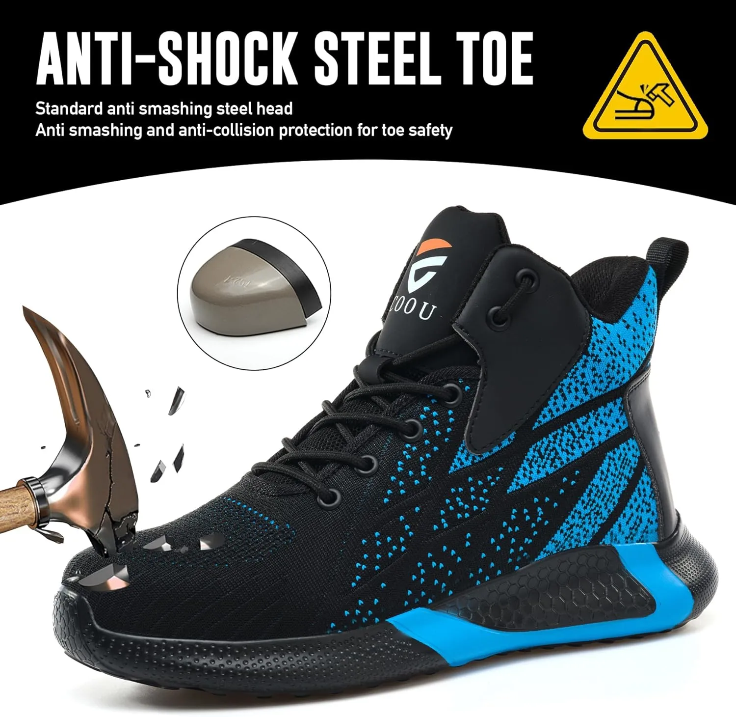 Steel Toe Shoes for Men Comfortable Safety Shoes Mid Cut Industrial Boot Slip Resistant Steel Toe Boots for Women