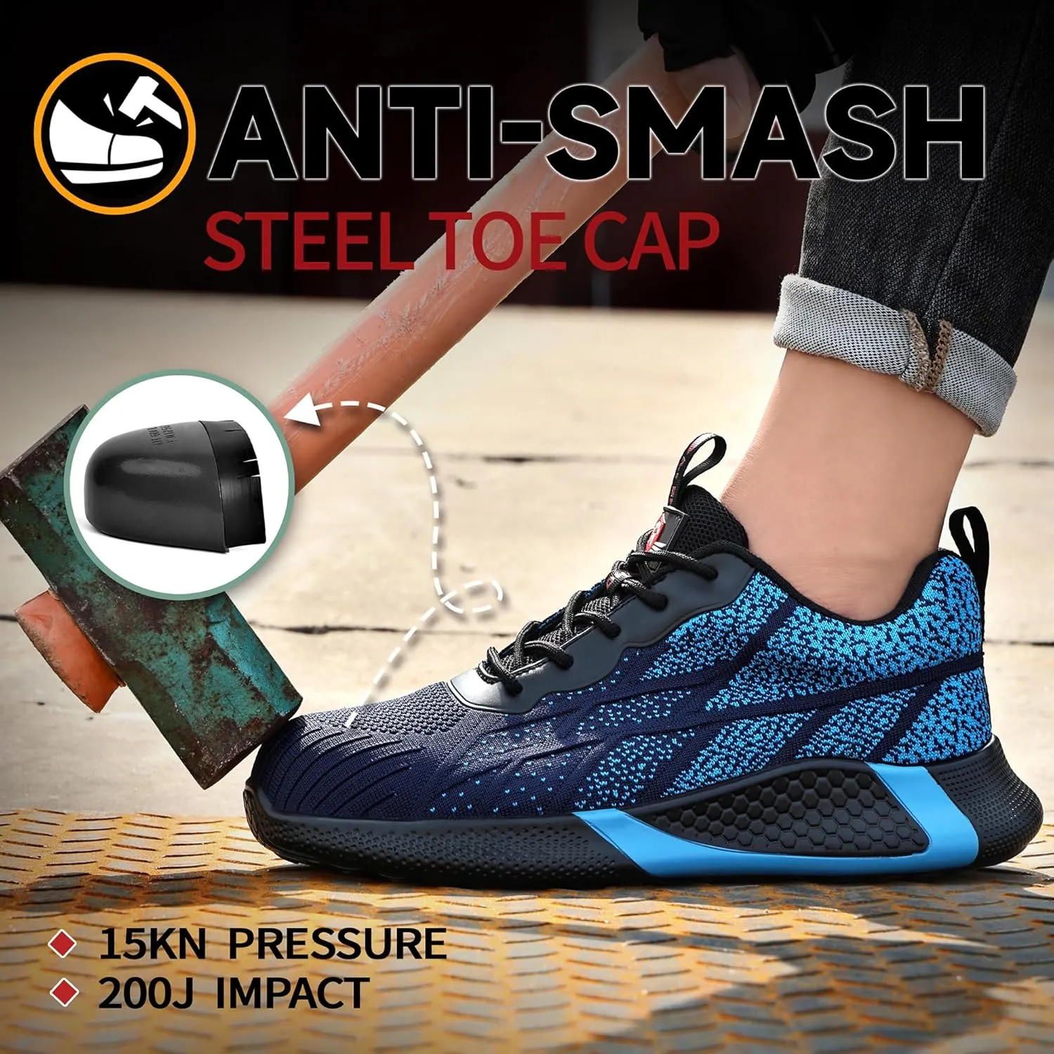 STEEL V's Men & Women Steel-Toe Work Shoes, Composite Toe, Lightweight, Breathable, Durable, Slip-Resistant, Arch Support, Oder Selector, Industrial Athlete, Zapatos de Seguridad para Hombres y Mujer