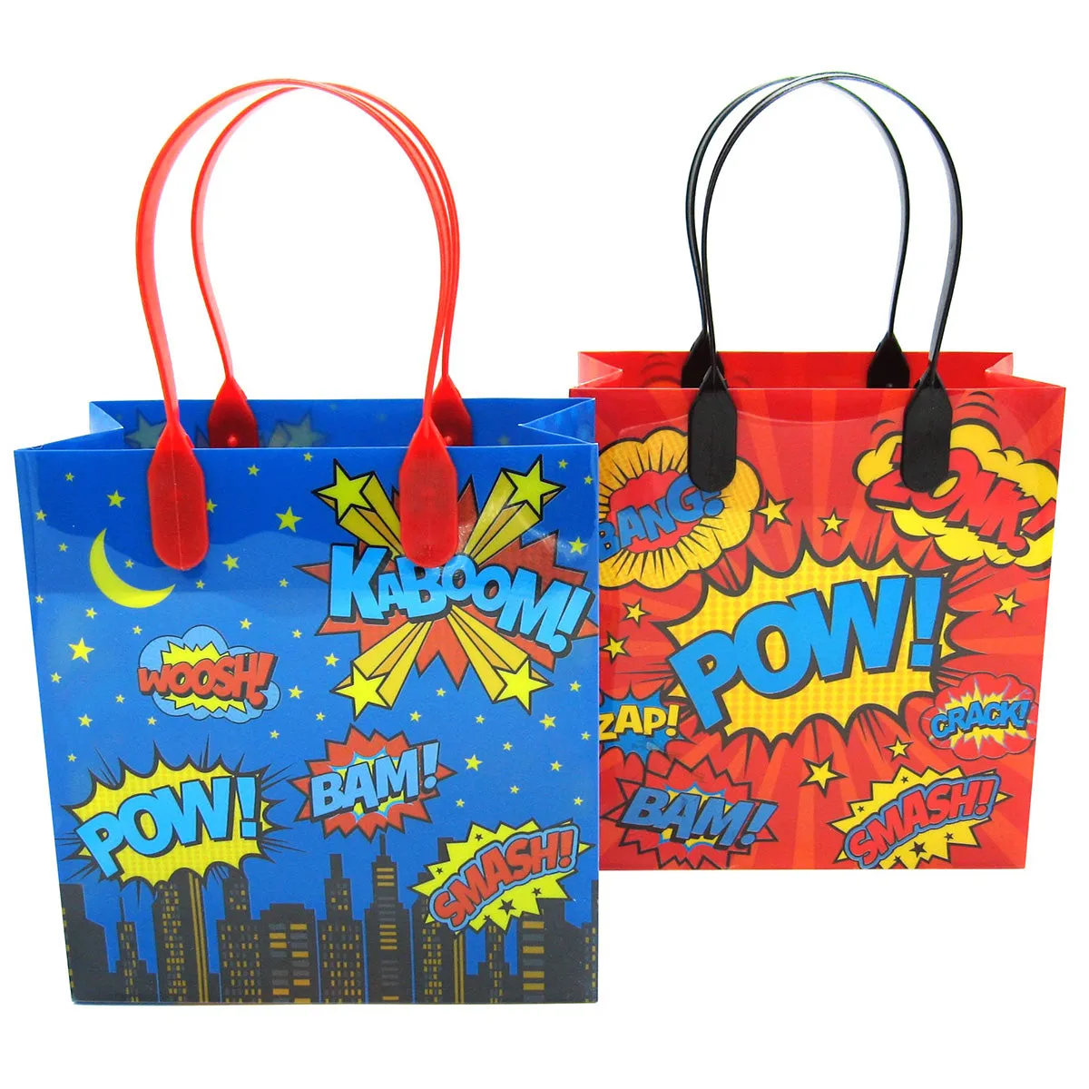 Superhero Text Party Favor Bags - Set of 6 or 12