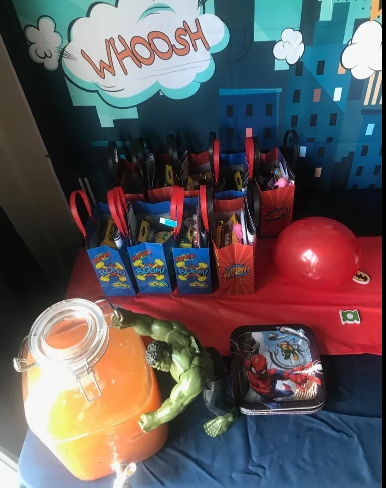 Superhero Text Party Favor Bags - Set of 6 or 12