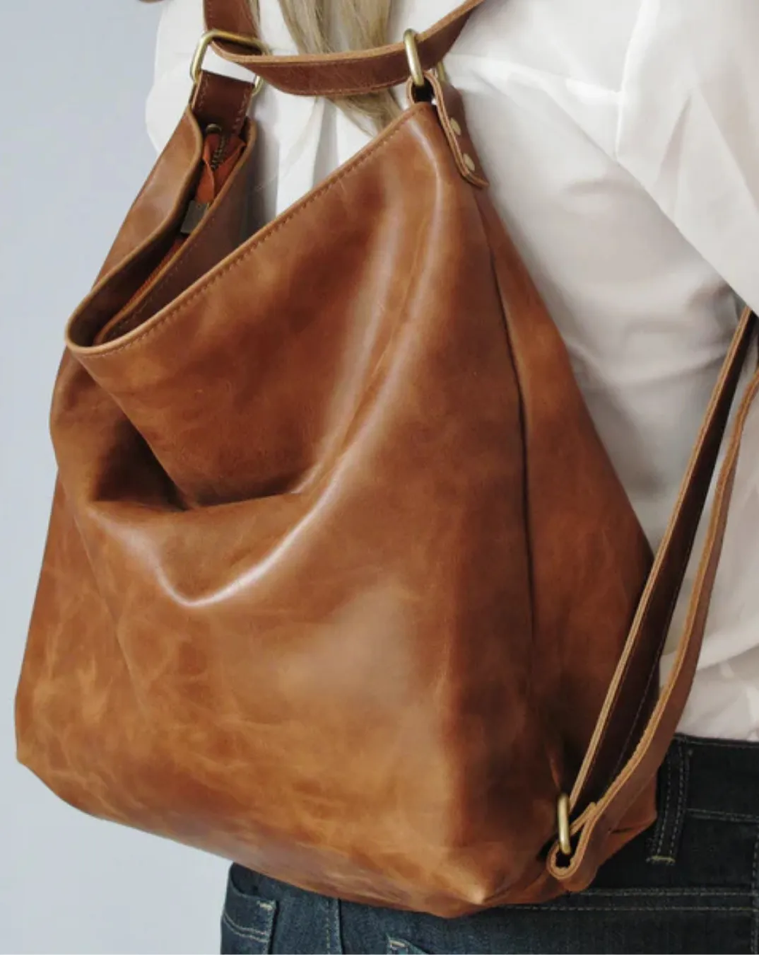 Travelling Midi Backpack: Brown Vintage