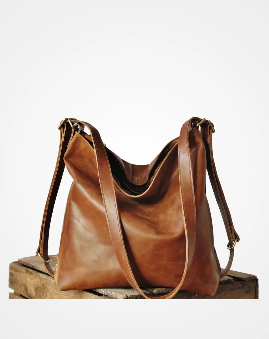 Travelling Midi Backpack: Brown Vintage