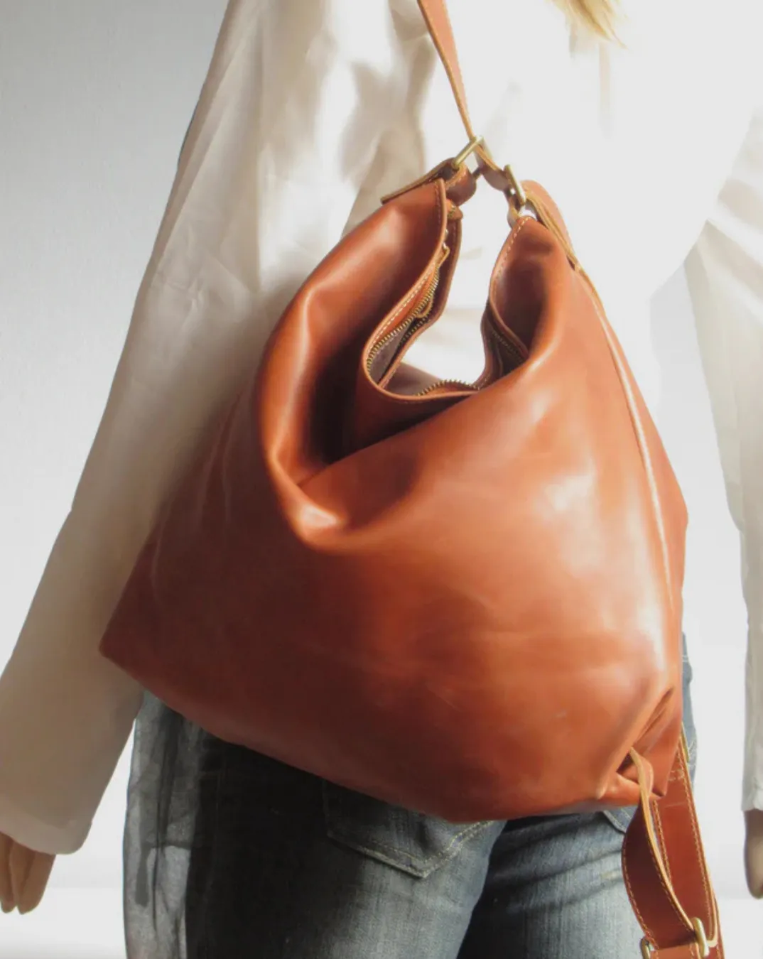 Travelling Midi Backpack: Brown Vintage