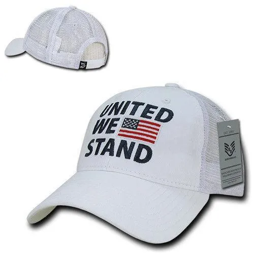 United We Stand USA Flag Patriotic Relaxed Fit Trucker Cotton Baseball Caps Hats