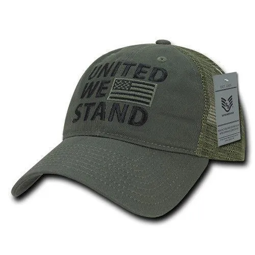 United We Stand USA Flag Patriotic Relaxed Fit Trucker Cotton Baseball Caps Hats