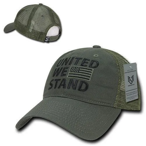 United We Stand USA Flag Patriotic Relaxed Fit Trucker Cotton Baseball Caps Hats