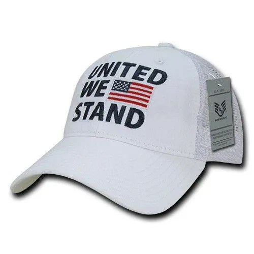 United We Stand USA Flag Patriotic Relaxed Fit Trucker Cotton Baseball Caps Hats