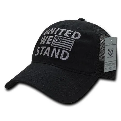 United We Stand USA Flag Patriotic Relaxed Fit Trucker Cotton Baseball Caps Hats