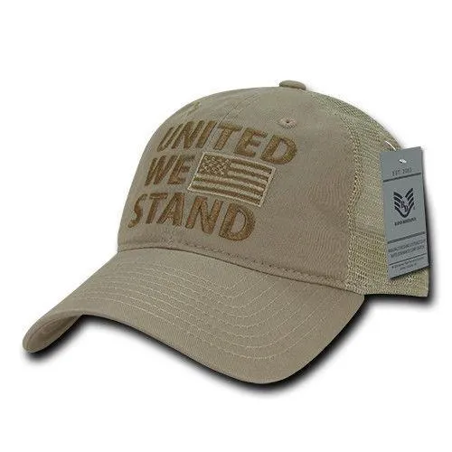 United We Stand USA Flag Patriotic Relaxed Fit Trucker Cotton Baseball Caps Hats