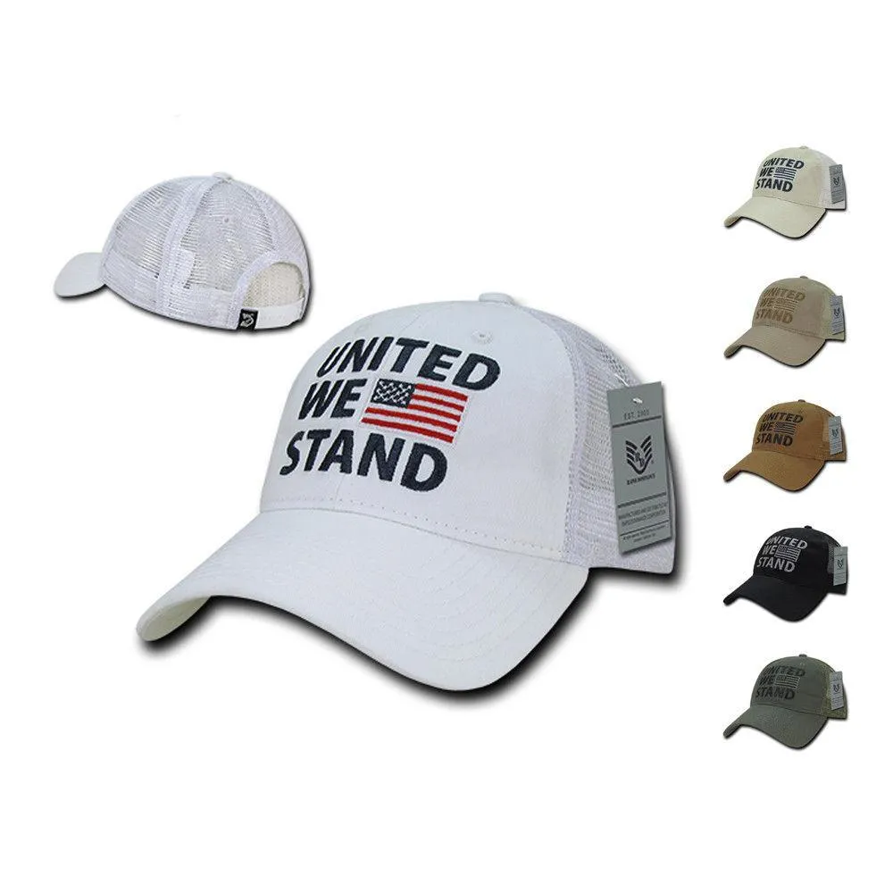 United We Stand USA Flag Patriotic Relaxed Fit Trucker Cotton Baseball Caps Hats