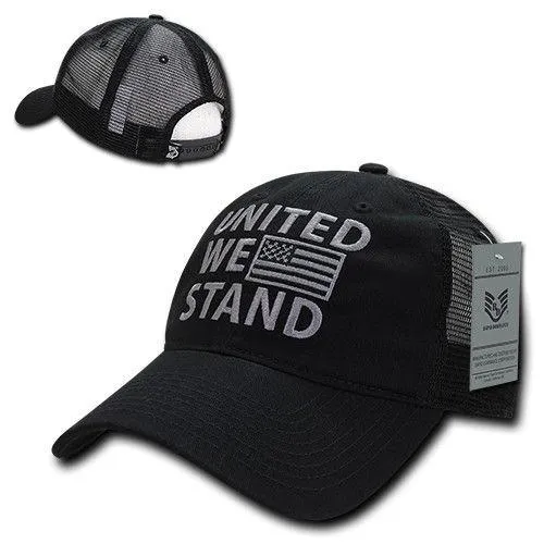 United We Stand USA Flag Patriotic Relaxed Fit Trucker Cotton Baseball Caps Hats