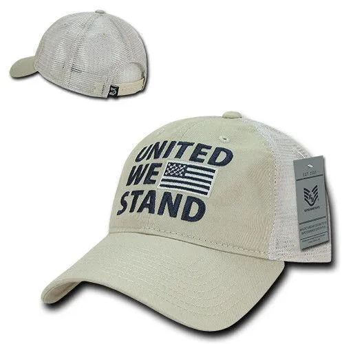 United We Stand USA Flag Patriotic Relaxed Fit Trucker Cotton Baseball Caps Hats